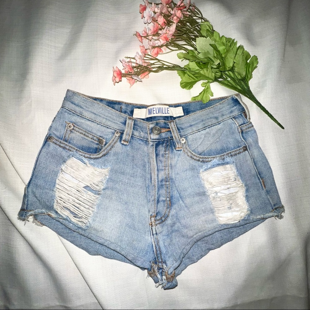 CHEEKY DISTRESSED BRANDY MELVILLE DENIM SHORTS